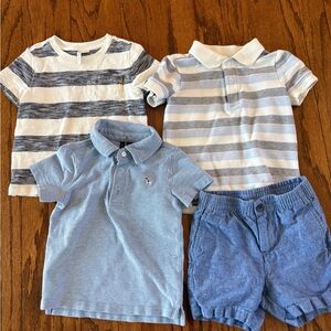 Janie and Jack Blue & White Boys Polo and Tee Set